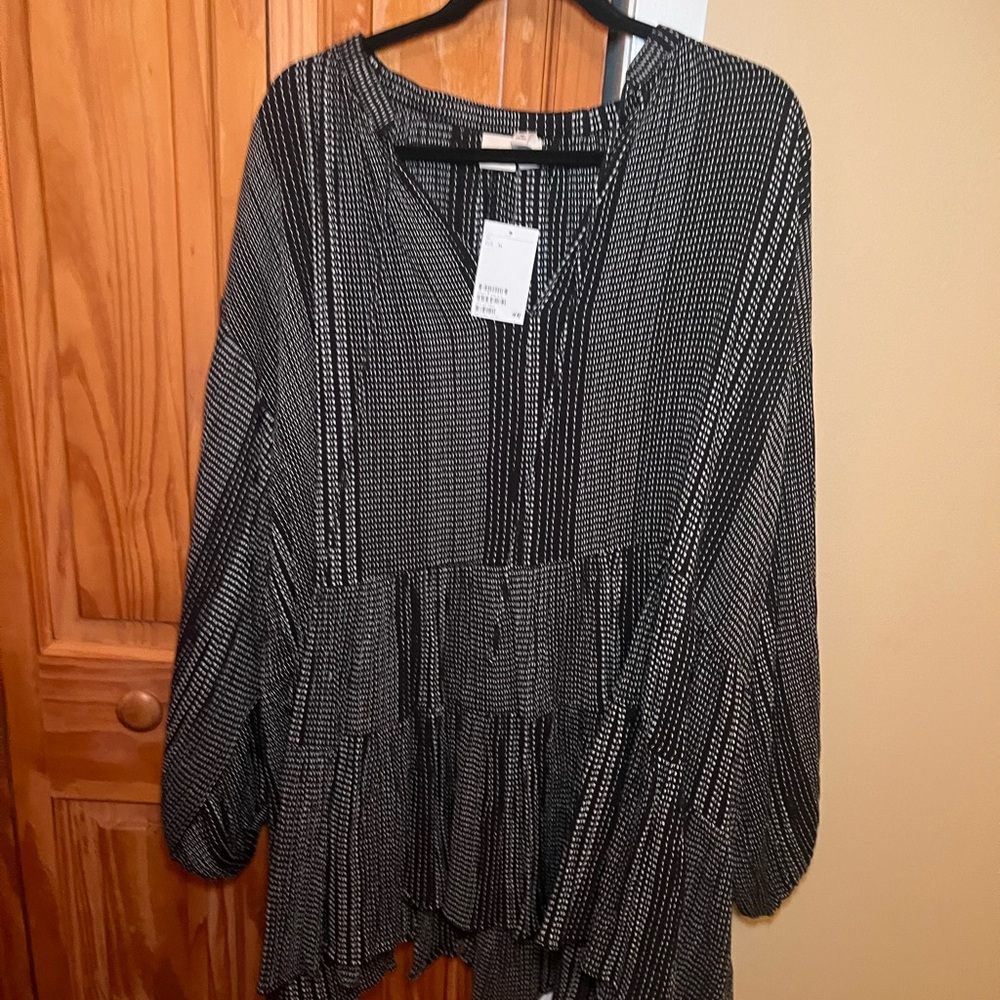 H&M Black and White Patterned Cotton Mini Dress NWT M